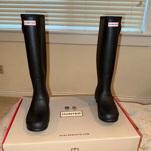 Hunter Womens Original Tall Classic Black Knee-High Boots